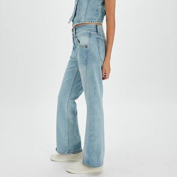 NWT RE/DONE Mid-Rise Kick Flare Solid Women's Jeans in Marea Size 28 - Picture 3 of 13